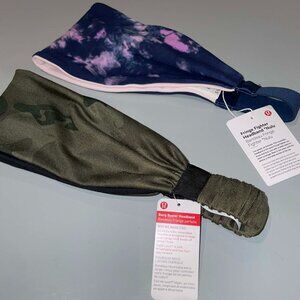 LOT OF 2 LULULEMON REVERSIBLE Headbands - NWT - Fringe Fighter / Bang Buster